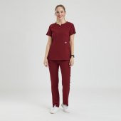 FREESIA Kadın Likralı Üniforma Takımı - Bordo - 2
