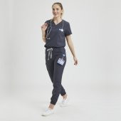 JOGGER Kadın Likralı Üniforma Takımı - Koyu Gri thumbnail 1