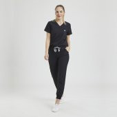 JOGGER Kadın Likralı Üniforma Takımı - Siyah thumbnail 2