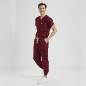 JOGGER Erkek Likralı Üniforma Takımı- Bordo thumbnail 2