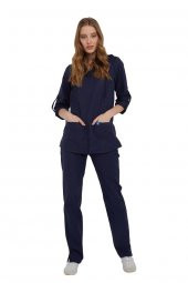 LACİVERT KAPÜŞONLU MEDİKAL TESETTÜR FORMA - 1