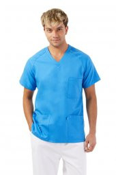 KOTON SERİSİ ERKEK TURKUAZ BEYAZ BASIC DOKTOR, HEMŞİRE FORMA TAKIM - 3