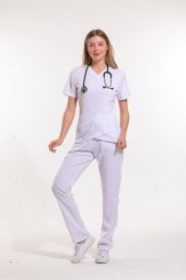 LILAC Kadın Likralı Üniforma Takımı - Beyaz - 2