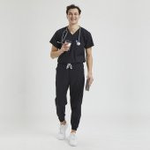 JOGGER Erkek Likralı Üniforma Takımı- Siyah - 1