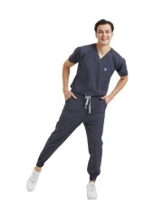 JOGGER- Erkek Likralı Koyu Gri Üniforma Takımı. thumbnail 1