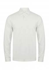 PAMUKLU UZUN KOLLU POLO TİŞÖRT, HEMŞİRE TİŞÖRTÜ - UNİSEX,BEYAZ thumbnail 1