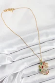 316L Çelik Zirkon Taşlı Tavus Kuşu Model Gold Renk Kadın Kolye - TJ-BKO10514 thumbnail 2