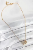 316L Çelik Zirkon Taşlı Sarmal Model Gold Renk Kadın Kolye - TJ-BKO10512 thumbnail 2