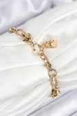 316L Çelik Parçalı Zincir Model Gold Renk Kadın Bileklik - TJ-BB7847 thumbnail 2