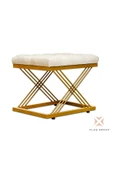 Metal Puf Çapraz Ayaklı Gold Puf Altın Ayaklı Çapraz Krem Puf - 1