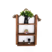 Ahşap Duvar Rafı Ahşap 3 Lü Raf Banyo Rafı Doğal Kitaplık Mutfak Rafı - 1