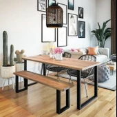 Yemek Masası Ahşap Masa Mutfak Masası Masif Doğal Masa thumbnail 1