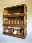 Ahşap Duvar Rafı Mutfak Rafı Baharatlık Kitaplık Banyo Rafı - 2