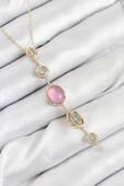 Pirinç Zincir Pembe Gold Renk Zirkon Taşlı Y Kolye - TJ-BKO10554 thumbnail 1
