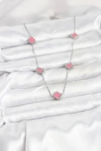 316L Çelik Zincir Gümüş Renk Pembe Baby Boy Yonca Kadın Kolye - TJ-BKO10575 thumbnail 2