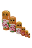 Ahşap Matruşka Bebek Altılı Set Turuncu - 7