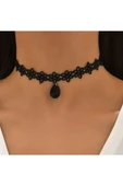 Monalisa Home Kadınlar İçin Phenovo Siyah Dantelli Gerdanlık Kolye thumbnail 1