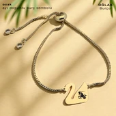 14 Ayar Altın Plakalı Burca Özel Altın Renkli Zincirli Kuğu Kuşu Motifli Hediye Bileklik-599 thumbnail 1