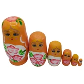 Ahşap Matruşka Bebek Altılı Set Turuncu - 4