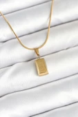316L Çelik Gold Renk Mini Külçe Altın Model Kolye - TJ-BKO10603 thumbnail 1