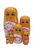 Ahşap Matruşka Bebek Altılı Set Turuncu - 8