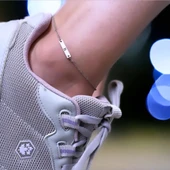 925 Ayar Gümüş Plakalı Harfe Özel Zincirli Dikdörtgen Motifli Hediyelik Gümüş Halhal-590 thumbnail 1