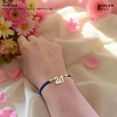 14 Ayar Altın Plakalı Doğum Ayına Özel Lacivert Örgü İpli Kuğu Kuşu Figürlü Hediye Bileklik-604 thumbnail 2