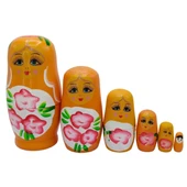 Ahşap Matruşka Bebek Altılı Set Turuncu - 1
