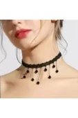 Monalisa Home Kadınlar İçin Phenovo Siyah Dantelli Gerdanlık Kolye thumbnail 1