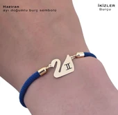 14 Ayar Altın Plakalı Doğum Ayına Özel Lacivert Örgü İpli Kuğu Kuşu Figürlü Hediye Bileklik-604 thumbnail 3
