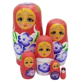 Ahşap Matruşka Bebek Altılı Set Kırmızı - 3