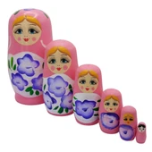 Ahşap Matruşka Bebek Altılı Set Açık Pembe No.2 - 2