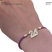 14 Ayar Altın Plakalı Burca Özel Mor İpek Örgülü Kuğu Kuşu Motifli Hediye Bileklik-605 thumbnail 3