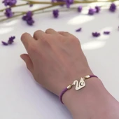 14 Ayar Altın Plakalı Sembole Özel Kuğu Kuşu Motifli Mor İpek Örgülü Hediye Bileklik-605 thumbnail 2