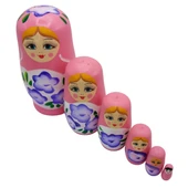 Ahşap Matruşka Bebek Altılı Set Açık Pembe No.2 - 5