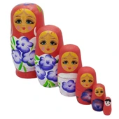 Ahşap Matruşka Bebek Altılı Set Kırmızı - 2