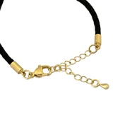 14 Ayar Altın Plakalı Burca Özel Doğal Siyah Derili Kuğu Kuşu Figürlü Hediye Bileklik-606 thumbnail 4