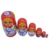 Ahşap Matruşka Bebek Altılı Set Kırmızı - 4