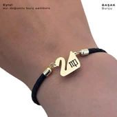 14 Ayar Altın Plakalı Doğum Ayına Özel Doğal Siyah Derili Kuğu Kuşu Figürlü Hediye Bileklik-606 thumbnail 3