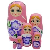 Ahşap Matruşka Bebek Altılı Set Açık Pembe No.2 - 3