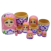 Ahşap Matruşka Bebek Altılı Set Açık Pembe No.2 - 4