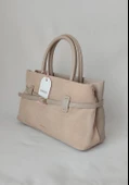 261AA115-1 Model Sarach Marka Bej Renk Hakiki Süet El ve Omuz Çantası - 2