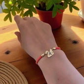 14 Ayar Altın Plakalı Sembole Özel Kuğu Kuşu Figürlü Turuncu İpek Örgülü Hediye Bileklik-608 thumbnail 2