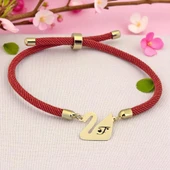 14 Ayar Altın Plakalı Harfe Özel Turuncu İpek Örgülü Kuğu Kuşu Figürlü Hediye Bileklik-608 thumbnail 1