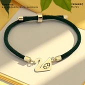 14 Ayar Altın Plakalı Doğum Ayına Özel Koyu Yeşil Örgü İpli Kuğu Kuşu Motifli Hediye Bileklik-607 thumbnail 1