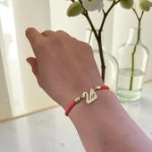 14 Ayar Altın Plakalı Harfe Özel Turuncu İpek Örgülü Kuğu Kuşu Figürlü Hediye Bileklik-608 thumbnail 2