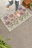 Valerine Life İplikten Düşler Nakışlı Şakayık Çiçekler Welcome Hoş Geldiniz Dijital Baskı Kapı Önü Paspası 45x70cm thumbnail 2