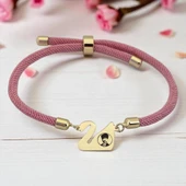 14 Ayar Altın Plakalı Sembole Özel Kuğu Kuşu Motifli Pembe Örgü İpli Hediye Bileklik-609 thumbnail 1