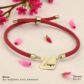 14 Ayar Altın Plakalı Doğum Ayına Özel Turuncu İpek Örgülü Kuğu Kuşu Figürlü Hediye Bileklik-608 thumbnail 1