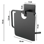 Buffer® Kendiliğinden Yapışkanlı Siyah Paslanmaz Metal Kapaklı Tuvalet Kağıtlığı Aparatı - 8